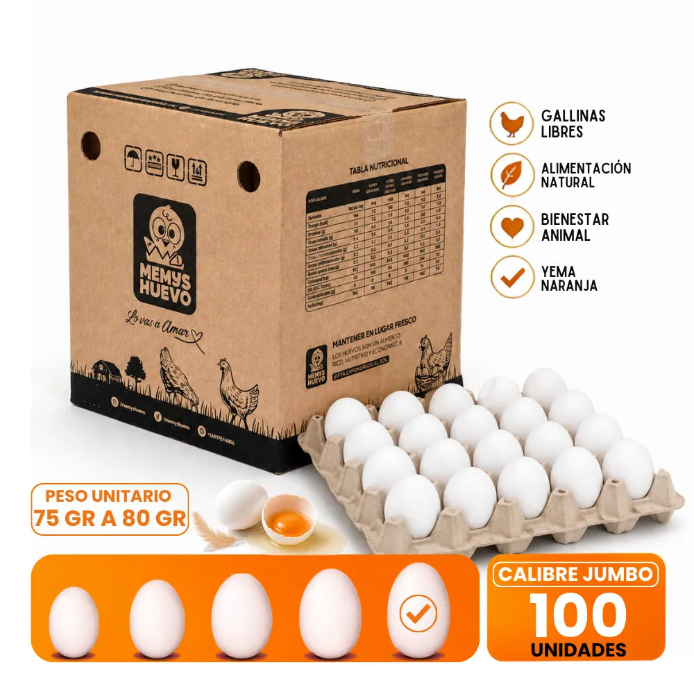 Huevos Jumbo XL 100 Unidades