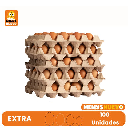 caja de huevos extra de color - 100 unidades
