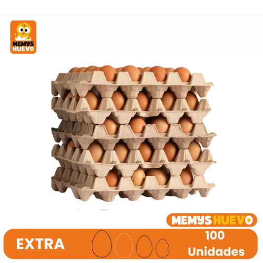 caja de huevos extra de color - 100 unidades
