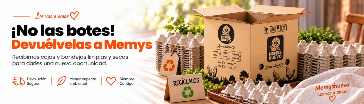 Devuelve a MEMYS tus cajas y bandejas limpias y secas para darles una nueva oportunidad.